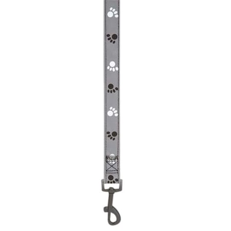 Casual Canine Casual Canine ZW4929 66 17 Reflective Pawprint Lead 6 Ft x 1 In Black ZW4929 66 17